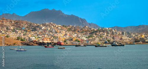 Panoramic view of the sea front of the city of Mindelo, São Vivente Island, Cape Verde Islands (Cabo Verde) © Luis