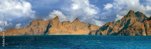 Sailing towards the beautiful island of São Vicente (St. Vincent), Cape Verde Island (Cabo Verde) photo