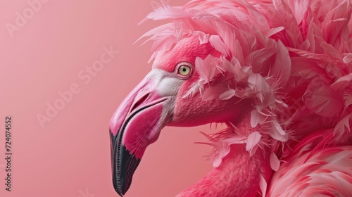 Pink flamingo detailed background pink photo