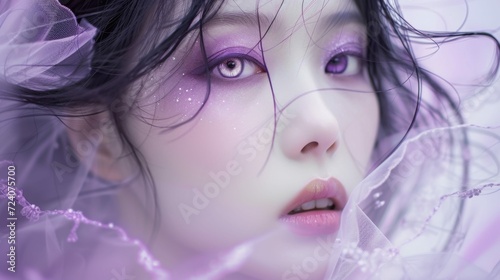 model attractive woman in lilac colors