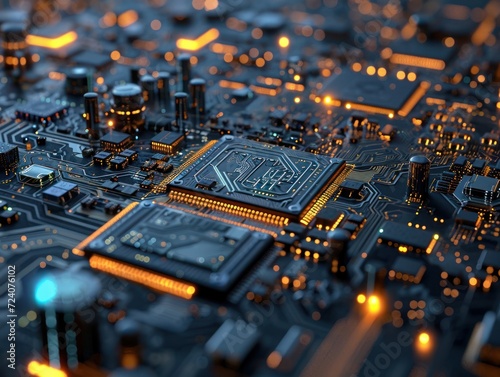 macro shot of a stylized computer circuit board