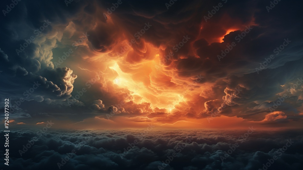 dramatic huge clouds of thunderstorm on sky with sunset dramatic huge clouds of thunderstorm on sky with sunset