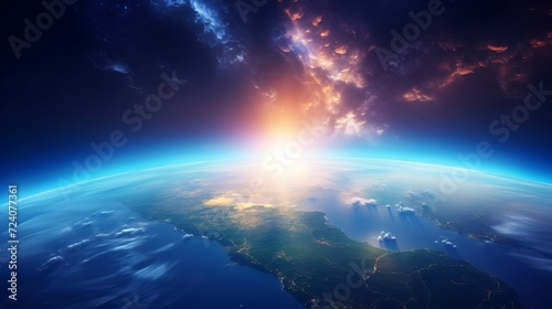 planet earth with atmosphere in space