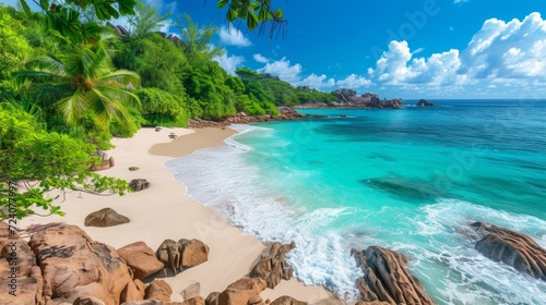 Amazing tropical beach with white sand and turquoise water
