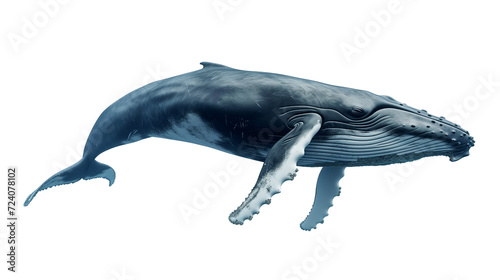 baleine à bosse détourée sur fond transparent © Sébastien Jouve