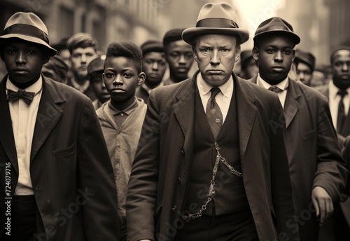 Group of Men Walking Together on Street