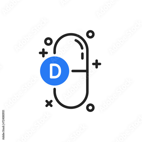 vitamin d food supplement icon like thin line pill
