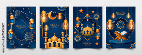 Eid Al-Fitr Mubarak card set photo
