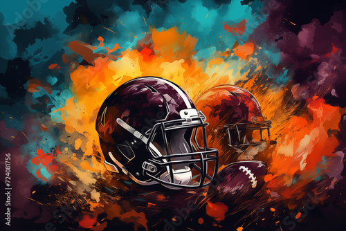 American Football background illustration. Sport, athlete and motivation wallpaper. Concept: Game winner. Sports betting. Bets in the mobile application. © SARATSTOCK