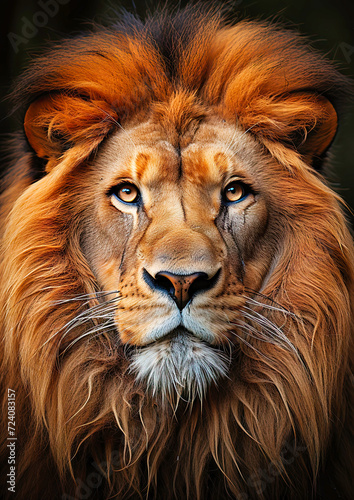 close-up portrait of a massive and old lion