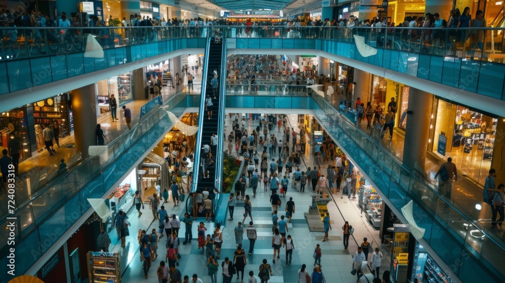 Shopping mall full of people