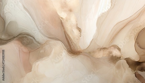 abstraction with alcohol ink in beige tones suitable for wallpaper and murals fluid art