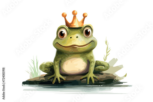 green frog with crown vector illustration