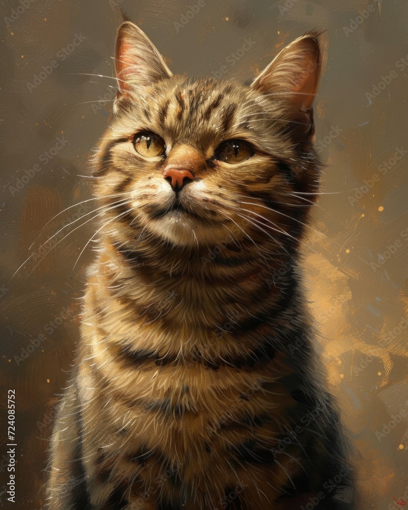 Painting of a cat, capturing its elegance and poise Painting of a cat, capturing its elegance and poise