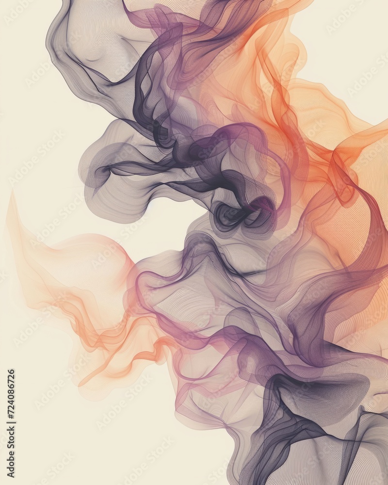 Subdued and graceful line art in pastel tones, emphasizing fluid organic forms