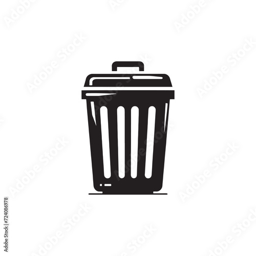 Waste Reduction Symphony: Trash Bin Silhouette Collection Highlighting Efforts Towards Environmental Responsibility - Trash Bin Illustration - Trash Bin Vector - Dust Bin Silhouette
