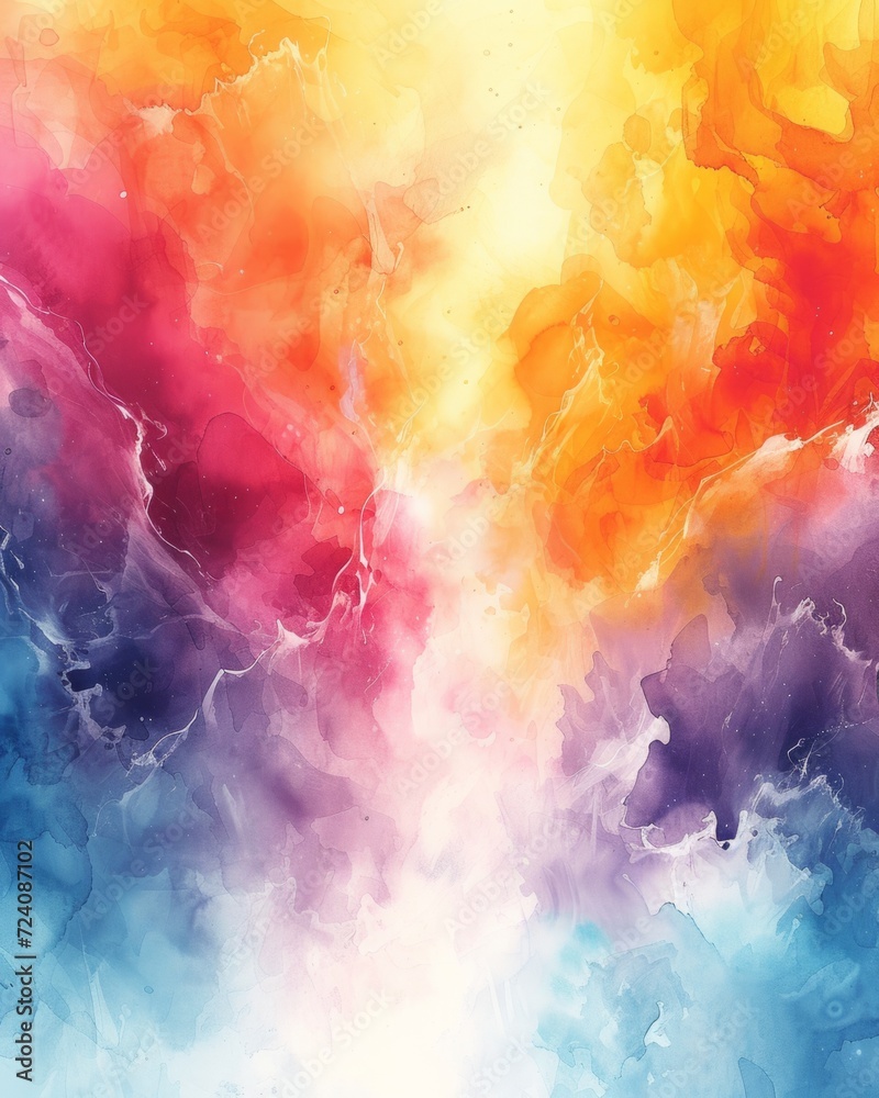Vibrant watercolor art with abstract brushstrokes, showcasing a blend of vivid colors and fluid forms