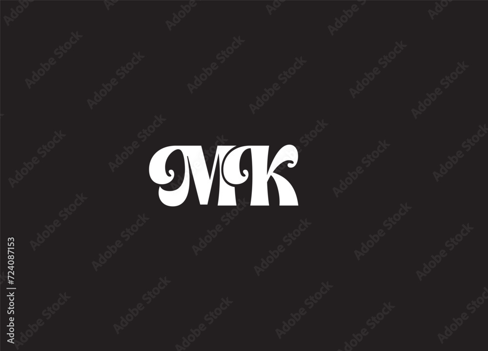 M, K, MK letter Logo Design Vector Template.
