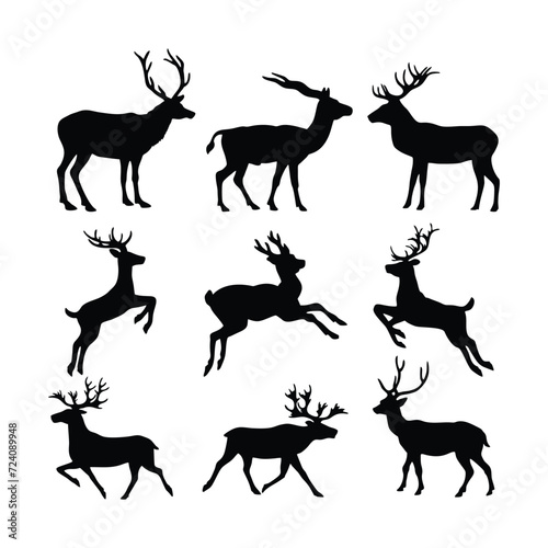 Deer Silhouette Isolated on White Background