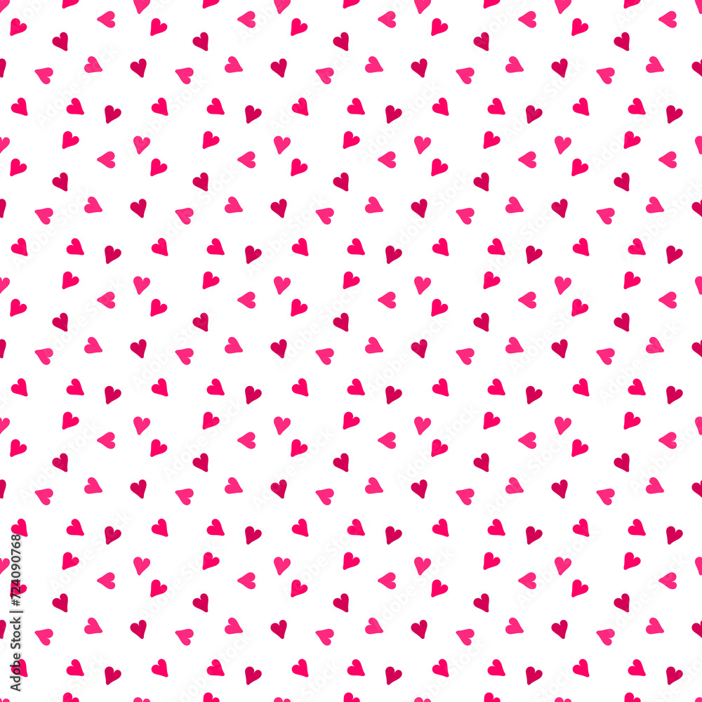 Pattern with hearts on a light pink background