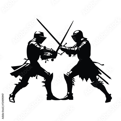 Medieval Knight Duel Silhouette