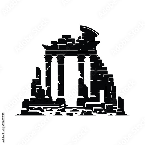 Ancient Greek Ruins Silhouette