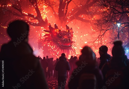 Group of People Enjoying Firework Display © RajaSheheryar