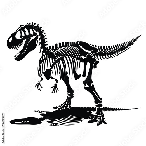 Dinosaur Skeleton Silhouette Vector Illustration