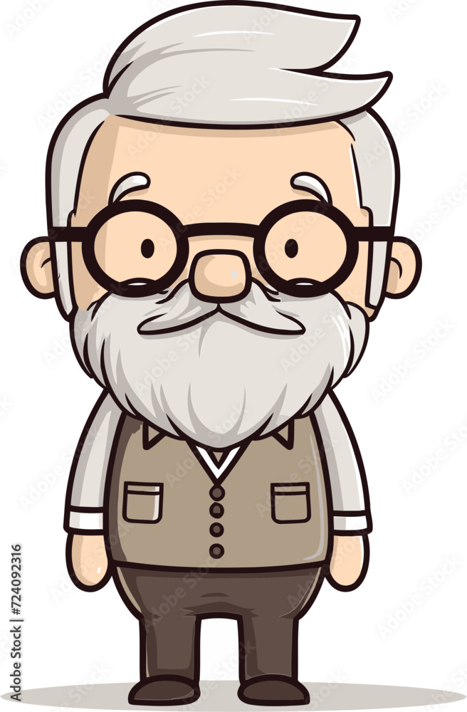 Characterful Years Vector Image of an Elderly ManSeasoned Reflections Old Man Vector Portrait