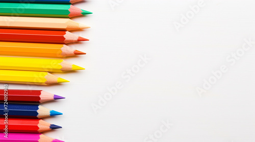 Colorful pencils on isolated white background - ai generative