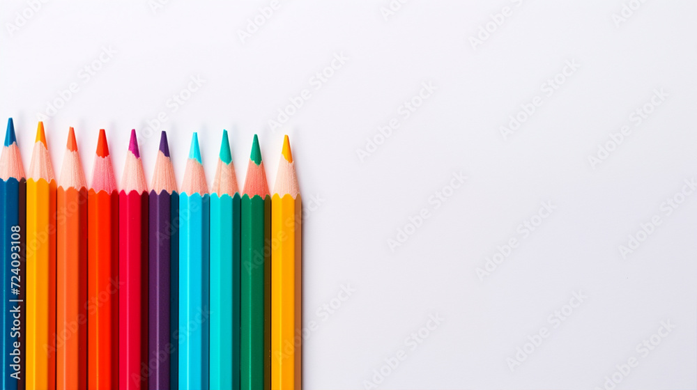 Colorful pencils on isolated white background - ai generative Colorful pencils on isolated white background - ai generative
