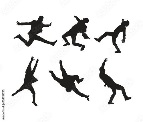 vector hand drawn  people falling down silhouette 