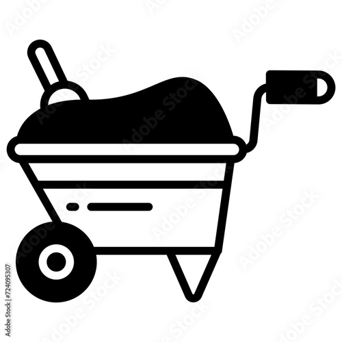 Wheelbarrow glyph and line vector illustration