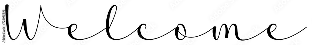 Welcome black calligraphy. Welcome black sign. Welcome handwritten ...