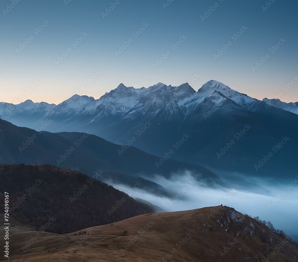Mountain mist gradient from soft grey to blue
