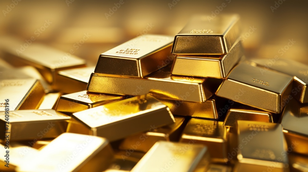 Gold bars and Financial concept. Neural network AI generated art Gold bars and Financial concept. Neural network AI generated art