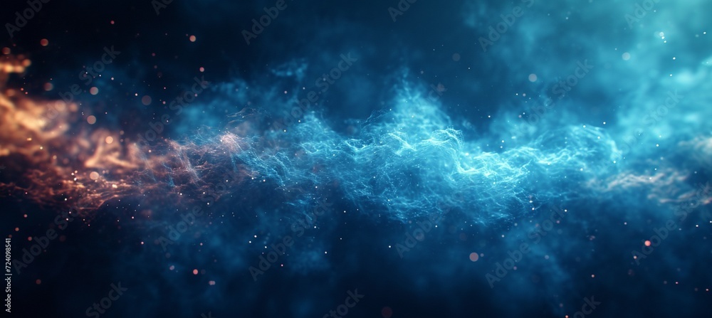 Obraz premium Ethereal Radiance: Unveiling the Mesmerizing Interplay of Blue and Orange Hues in a Mysterious Dark Canvas – A Captivating Exploration of Optical Illusions and Visual Alchemy.