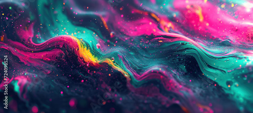 Neon 90s Vibes, Colorful Abstract Art with Green and Pink photo