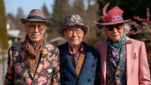 Active Seniors in vibrant spring colors - pastel - spring fashion - quirky humor  © Jeff