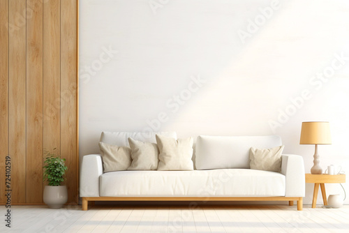 a modern room interior with a sofa © MdRabiulIslam
