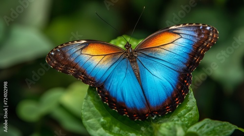 Open-Winged Blue Morpho Butterfly