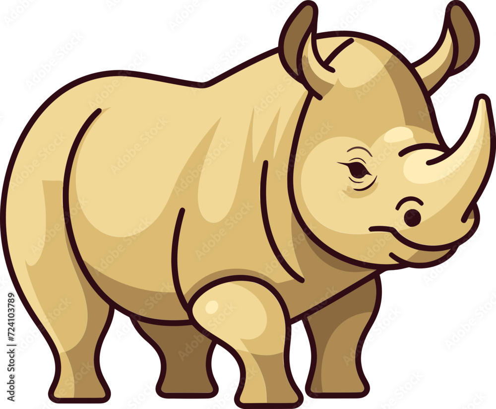 Rhino Vector Graphic for Wildlife ExhibitsRhino Vector Illustration for Ecology Programs