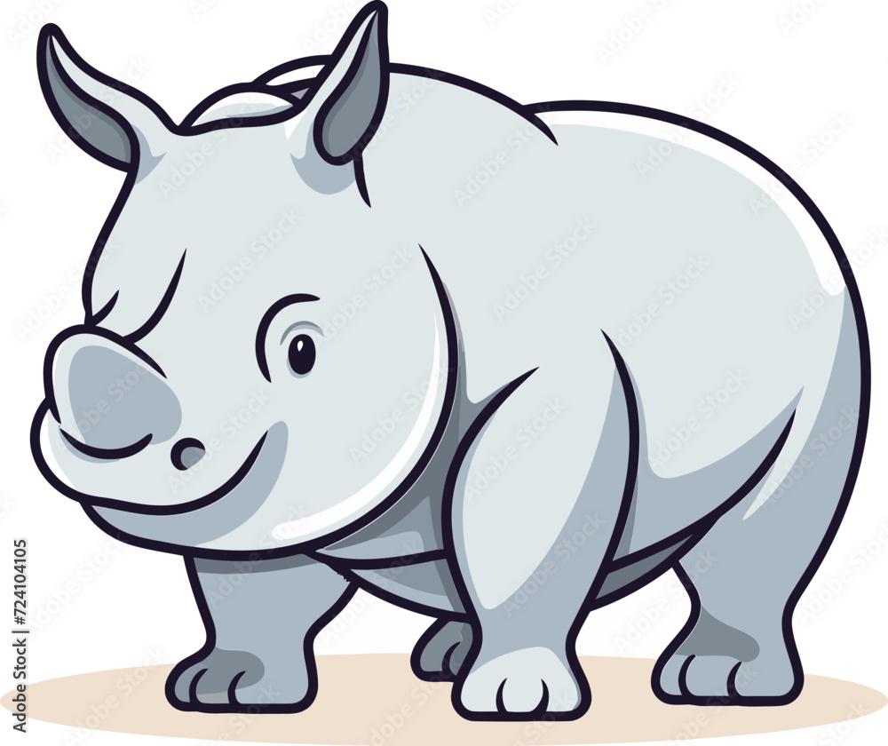 Cartoon Rhino Vector CharacterRhino Family Vector Illustration