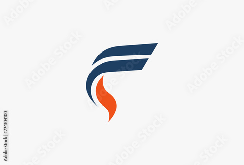 Initial Letter F Wave Icon Vector Logo Template. Usable for Universal Modern Logo that Related with Letter F, wave, etc. Flat Vector Logo Design Template Element. photo