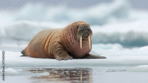 Resting Walrus in Arctic Scene