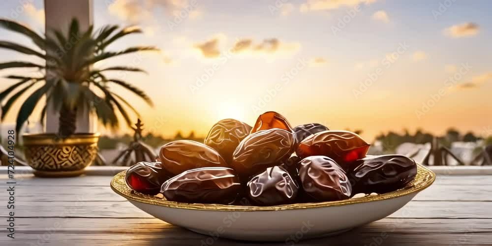 Tempting the Tongue: Golden Dates in a Beautiful Arabic Bowl