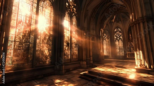 As the sun dipped below the horizon, the Gothic chapel fell under the veil of twilight, its once warm and inviting exterior now shrouded in shadows. The dim light reflected Fantasy animation photo