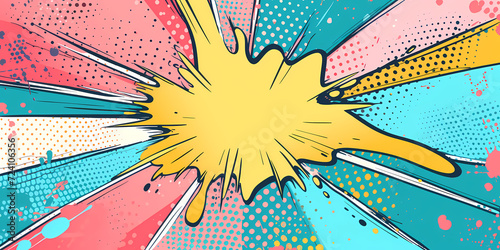 Abstract halftone comics background - Modern design shapes in pop colors banner