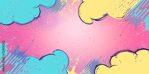 Abstract halftone comics background - Modern design shapes in pop colors banner photo