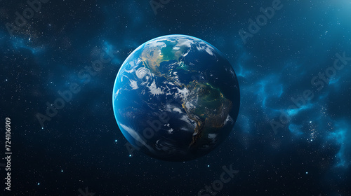 the earth from orbit with a blue background in © Dolphine